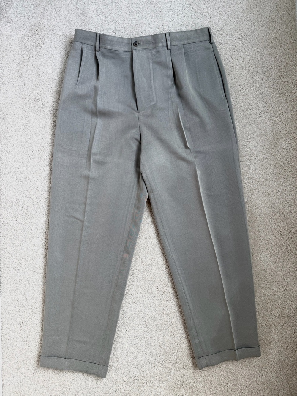 Perry Ellis Light Gray Pleated Dress Pants